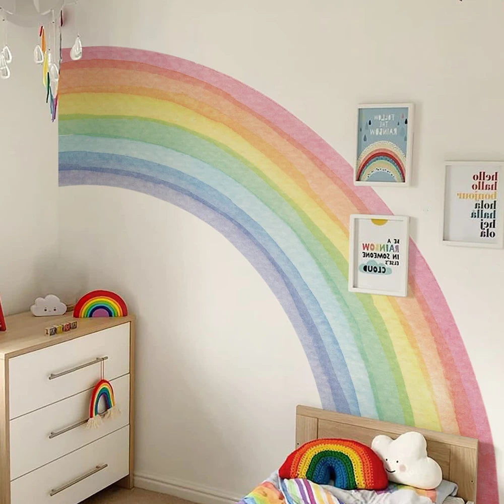 Pastel Rainbow Wall Decal for Kids – Large Boho Mural