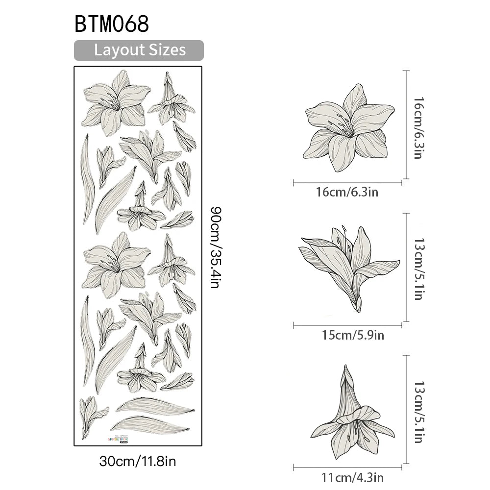BTM068-30x90cm Color Boho Green Leaves Nursery Wall Stickers Removable PVC