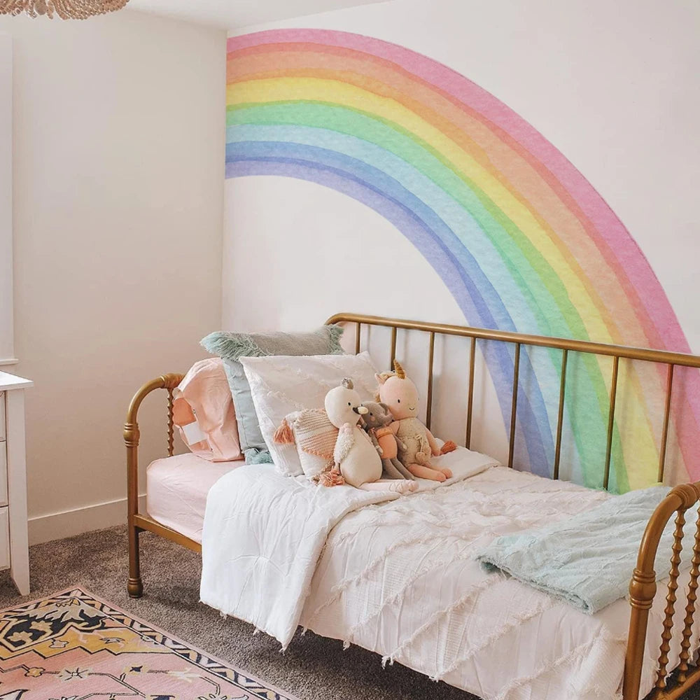 Pastel Rainbow Wall Decal for Kids – Large Boho Mural