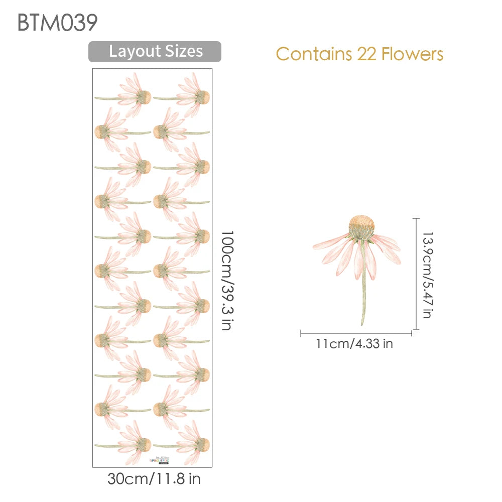 BTM039-30x100cm Color Boho Green Leaves Nursery Wall Stickers Removable PVC