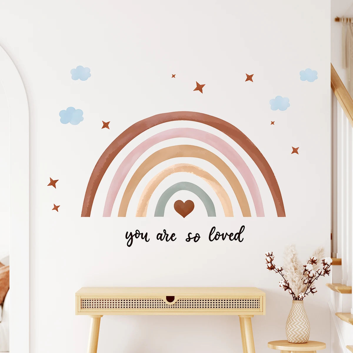 BR63938 Color Boho Rainbow Sun Wall Decals for Kids Nursery (3 Sheets)