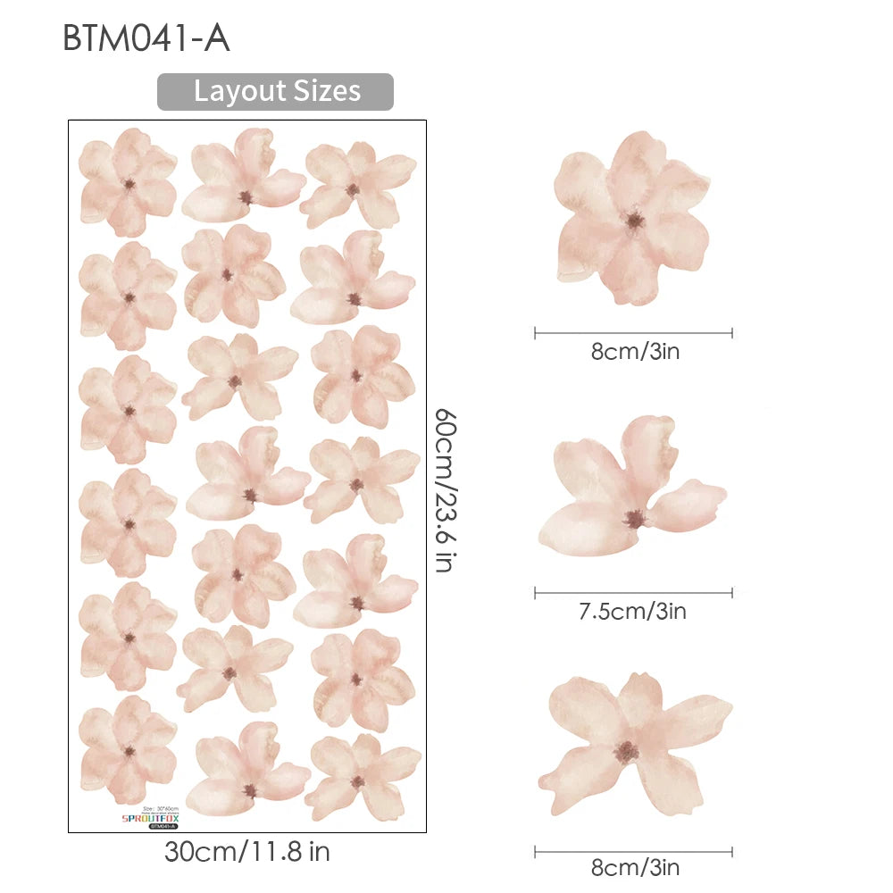 BTM041-A-30x60cm Color Boho Daisy Flower Nursery Wall Stickers For Kids
