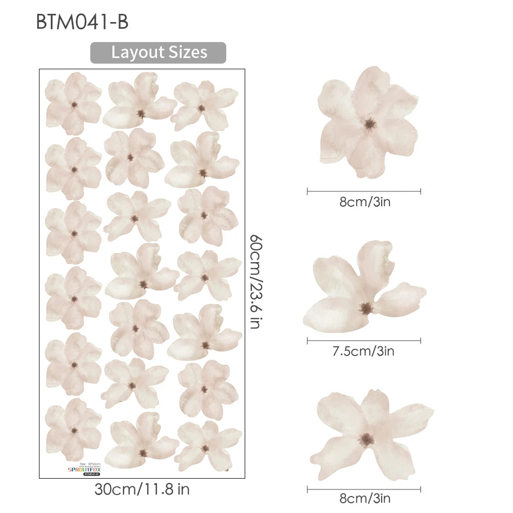 BTM041-B-30x60cm Color Boho Daisy Flower Nursery Wall Stickers For Kids