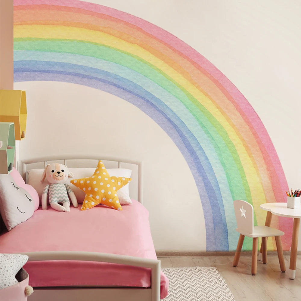Pastel Rainbow Wall Decal for Kids – Large Boho Mural