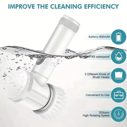 Electric Spin Scrubber features - IPX6 waterproof 800mAh battery